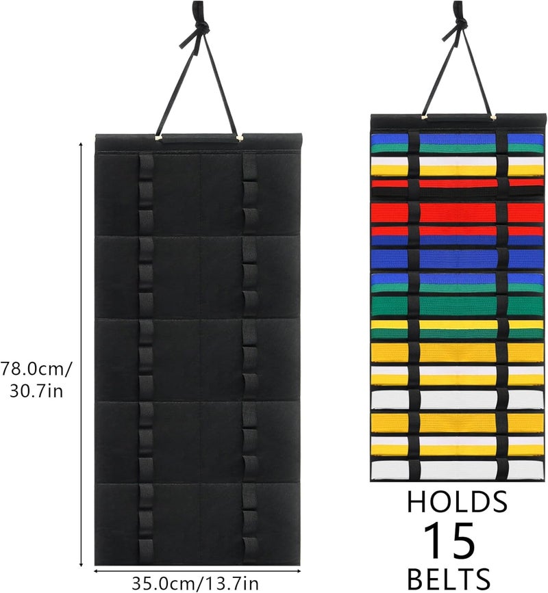 Klmnop 15 Belts Karate Belt Display Rack, Felt Hanging Taekwondo Belt Display, Martial Art Belt Display Holder for Martial Art Learner - Image 2